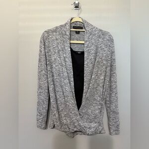 TAHARI Women's Gray Marled Pullover Crisscross Drape Front Sweater